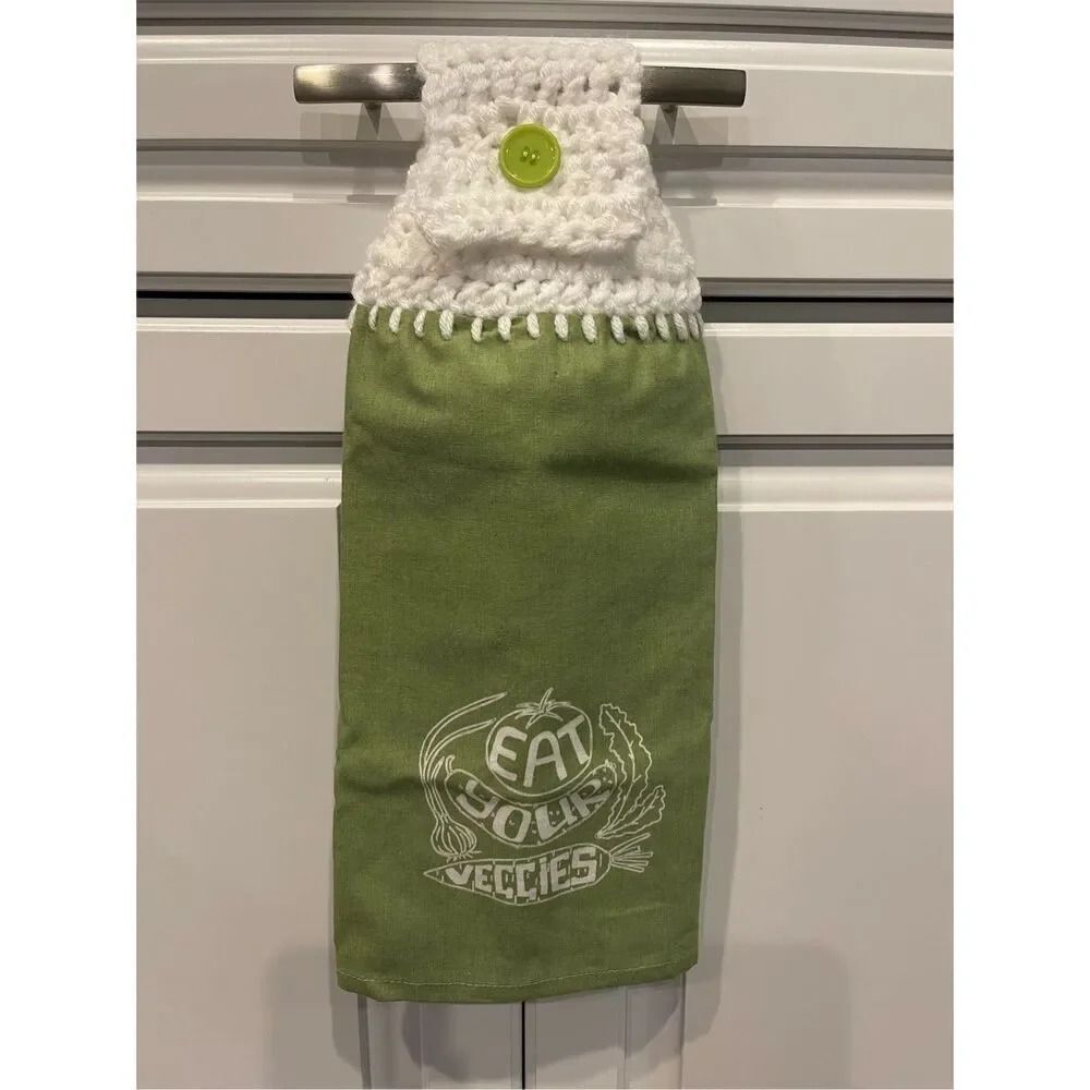 Crochet Top Kitchen Towel- Eat Your Veggies